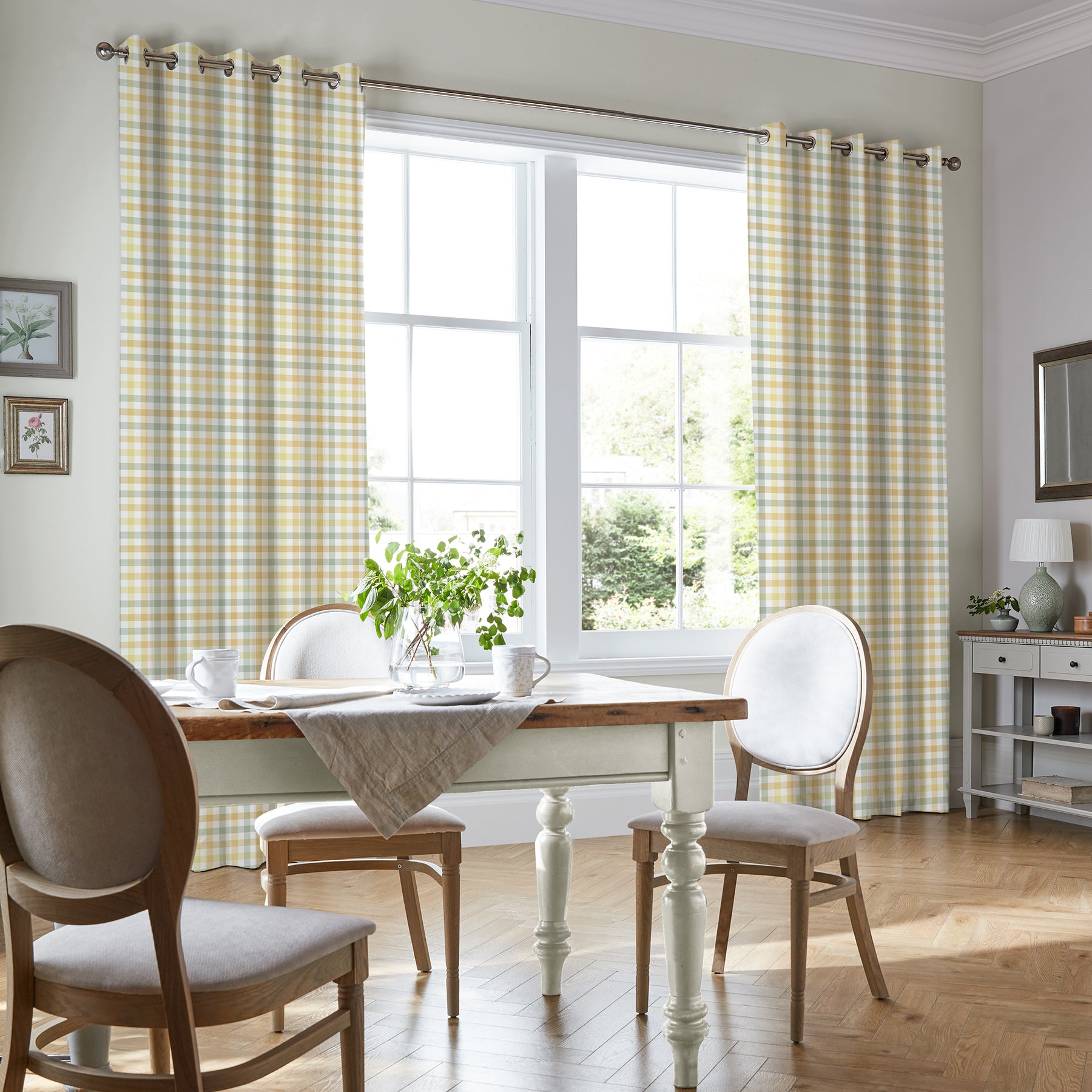 Laura Ashley Cove Check Made to Measure Curtain Ochre