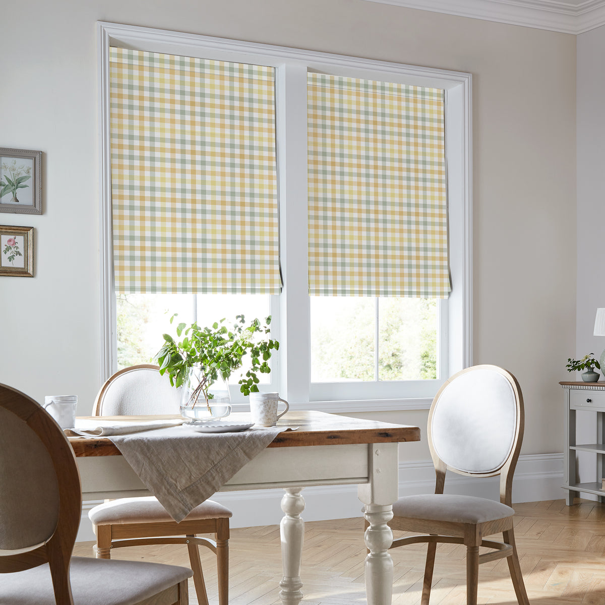 Laura Ashley Cove Check Made to Measure Roman Blind Ochre