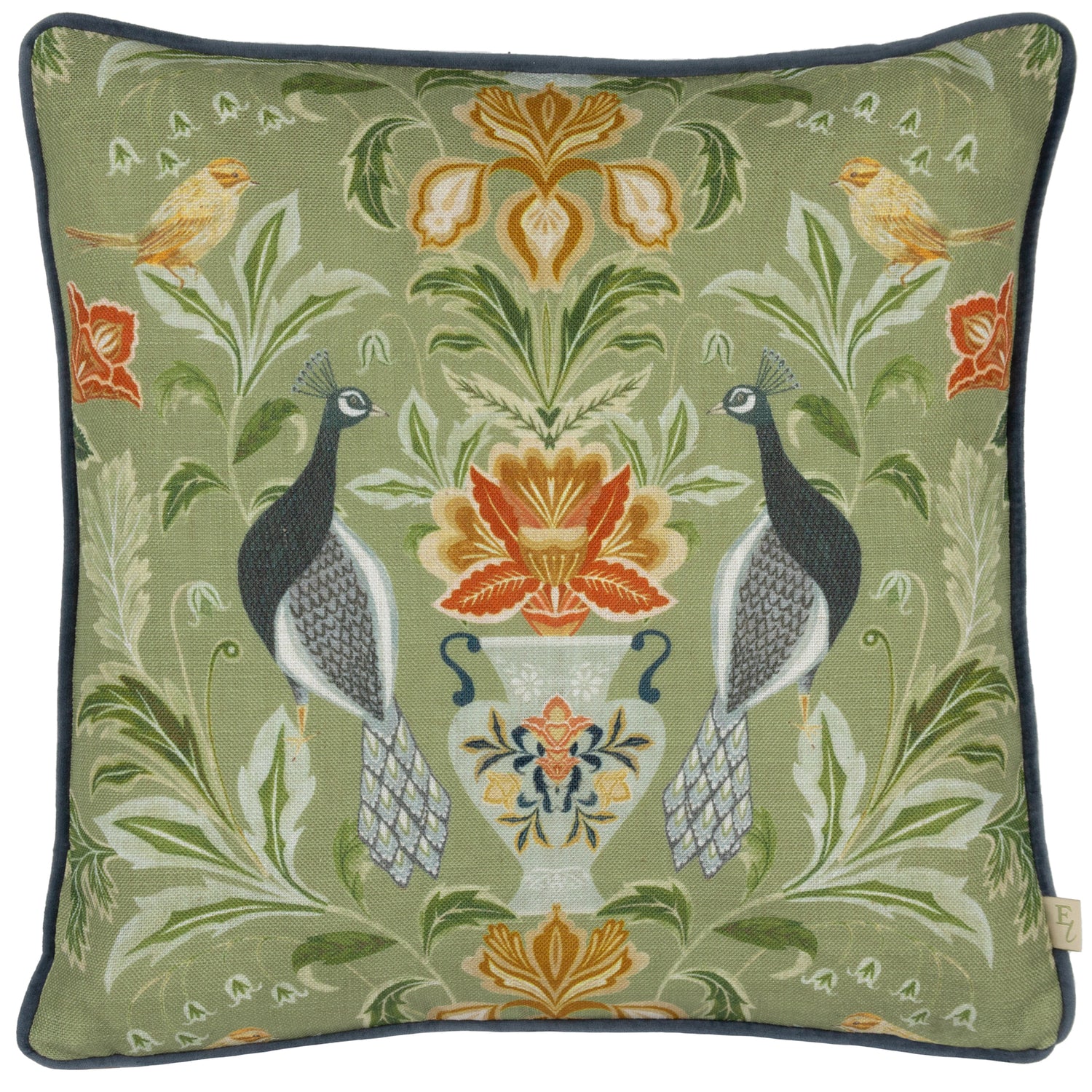 Evans Lichfield Chatsworth Piped Filled Cushion 43cm x 43cm Sage