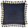 Morris & Co. Cray Tasselled Printed Velvet 55cm x 55cm Filled Cushion Indigo Berry