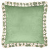 Morris & Co. Cray Tasselled Printed Velvet 55cm x 55cm Filled Cushion Sage Sunflower