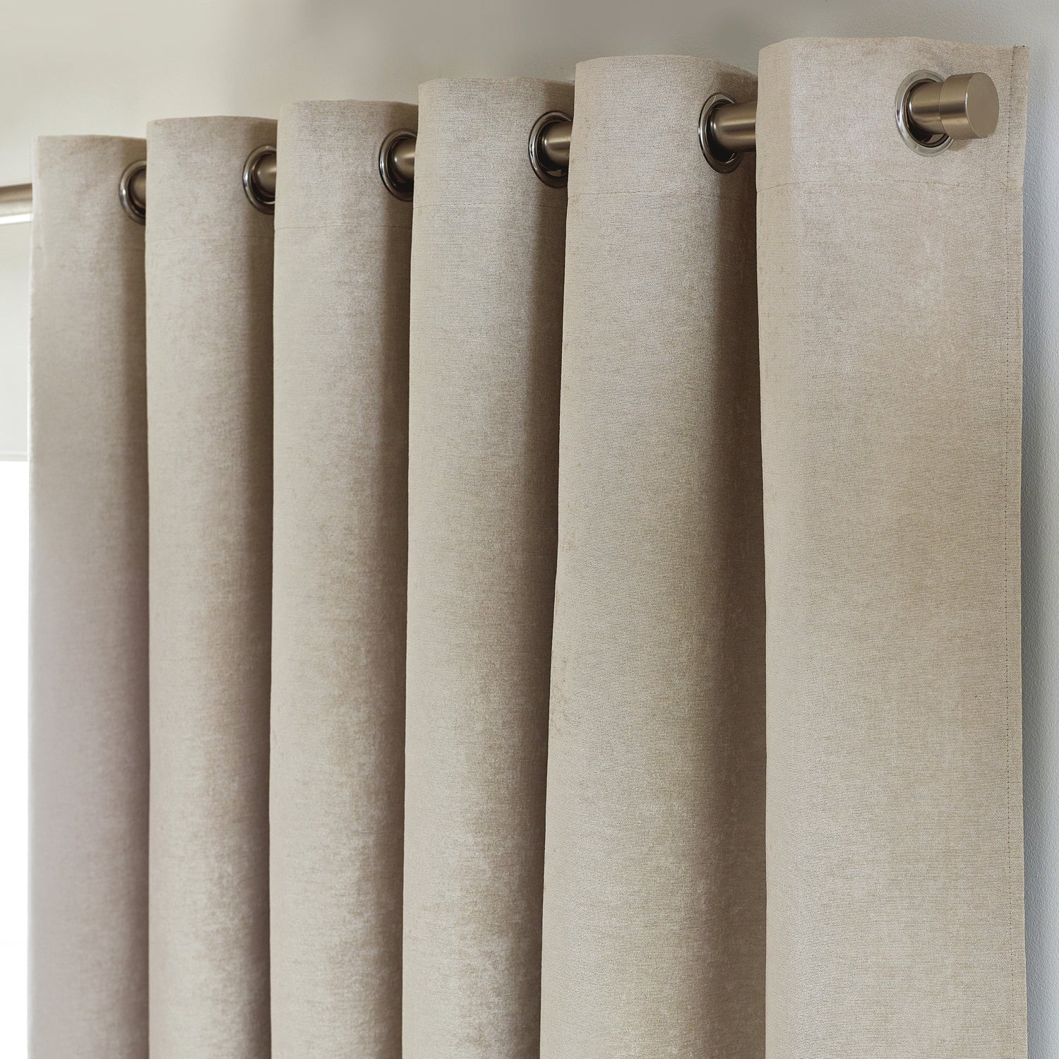 Chenille Triple Woven Ready Made Eyelet Blackout Curtains Cream