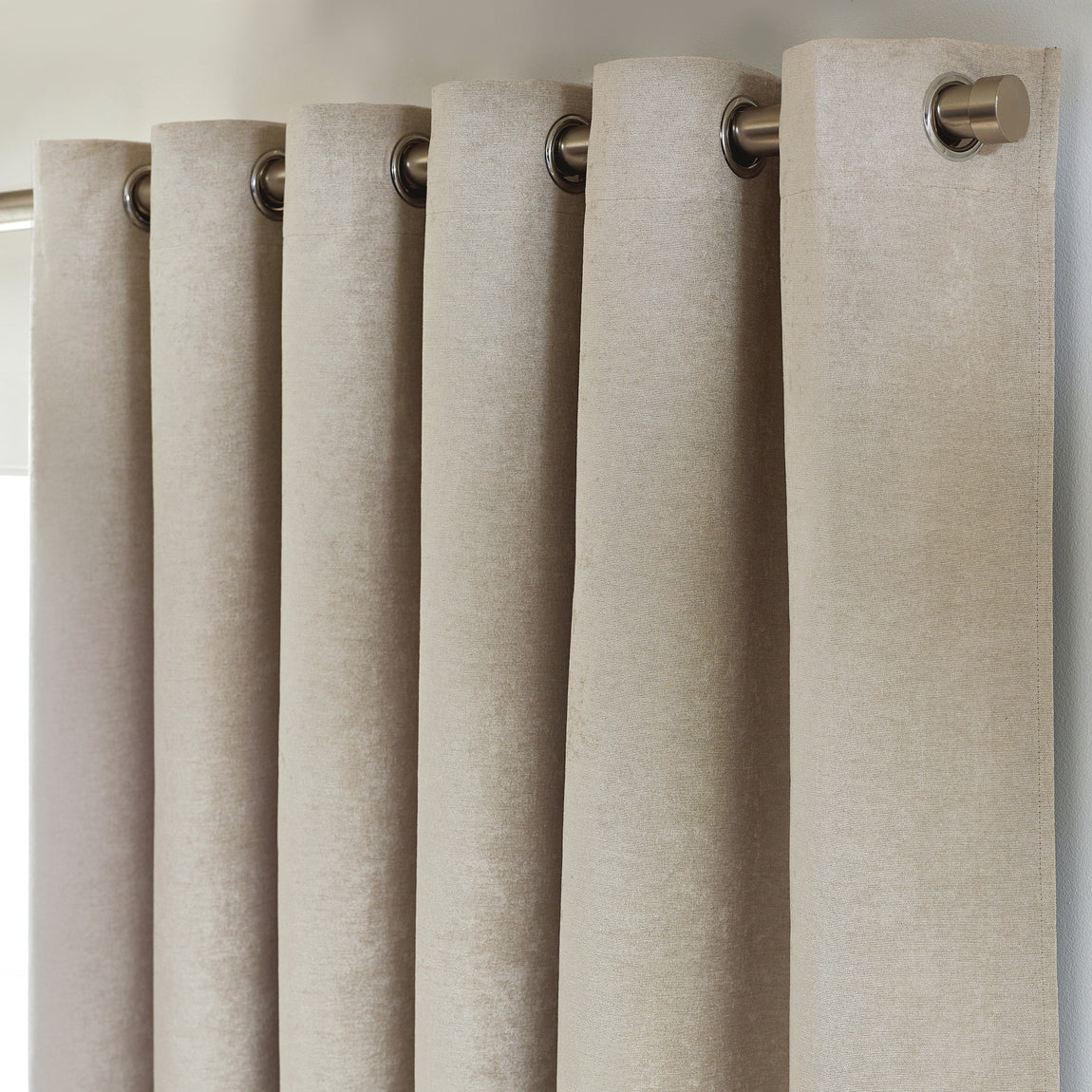 Chenille Triple Woven Ready Made Eyelet Blackout Curtains Cream
