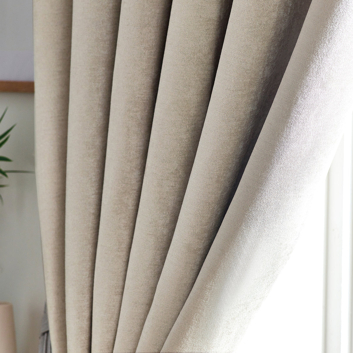 Chenille Triple Woven Ready Made Eyelet Blackout Curtains Cream