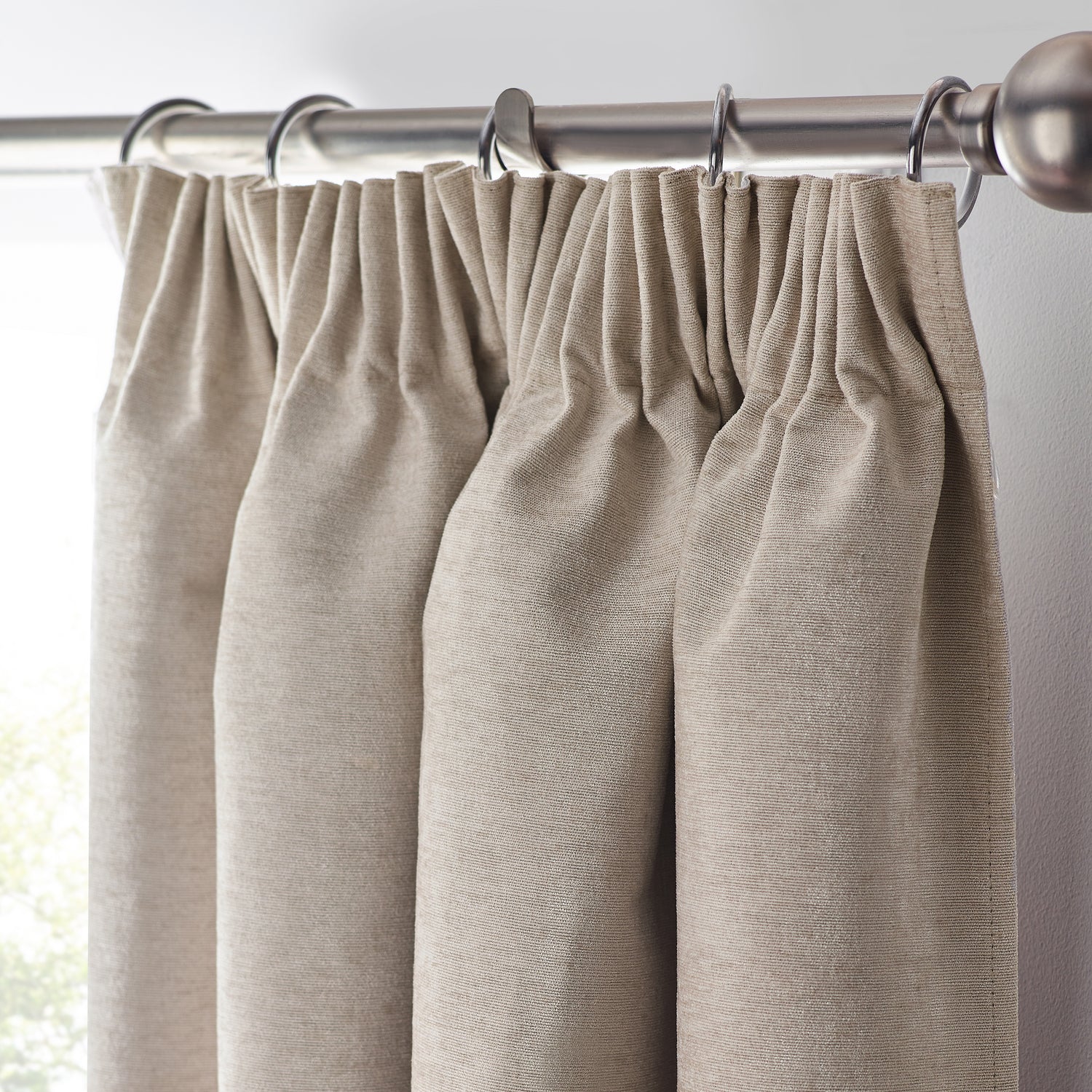 Chenille Triple Woven Ready Made Blackout Curtains Cream