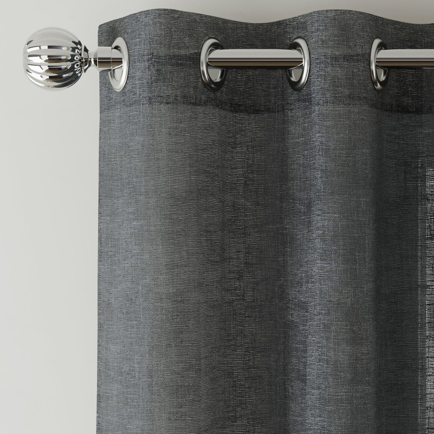 Crete Ready Made Single Voile Curtain Charcoal
