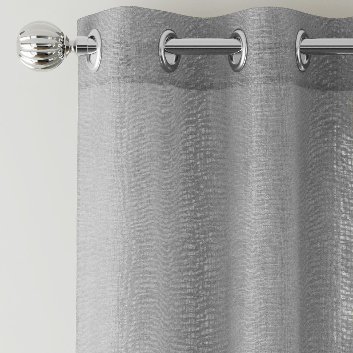 Crete Ready Made Single Voile Curtain Silver