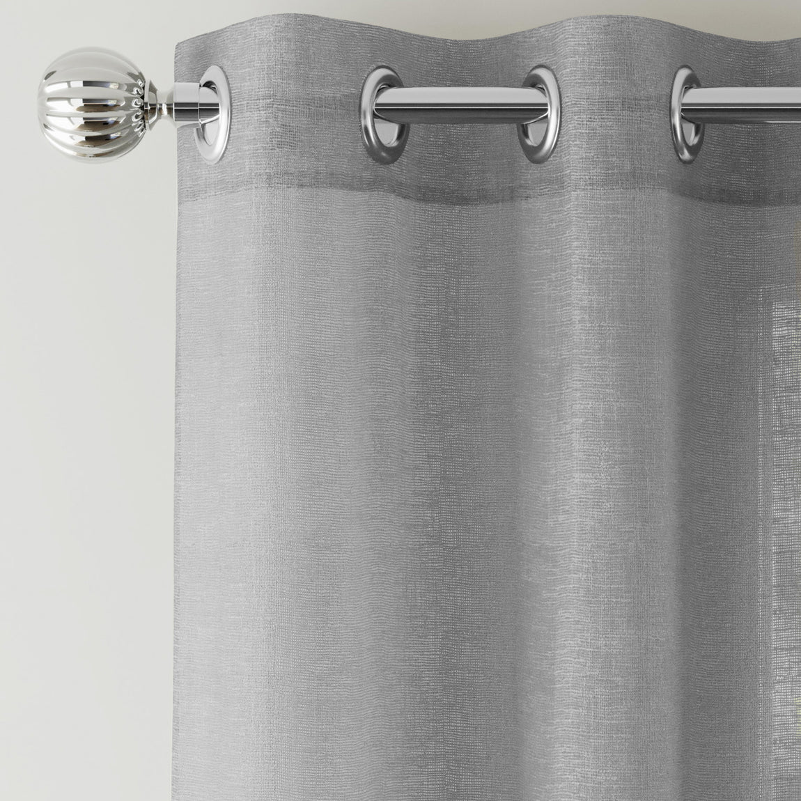 Crete Ready Made Single Voile Curtain Silver