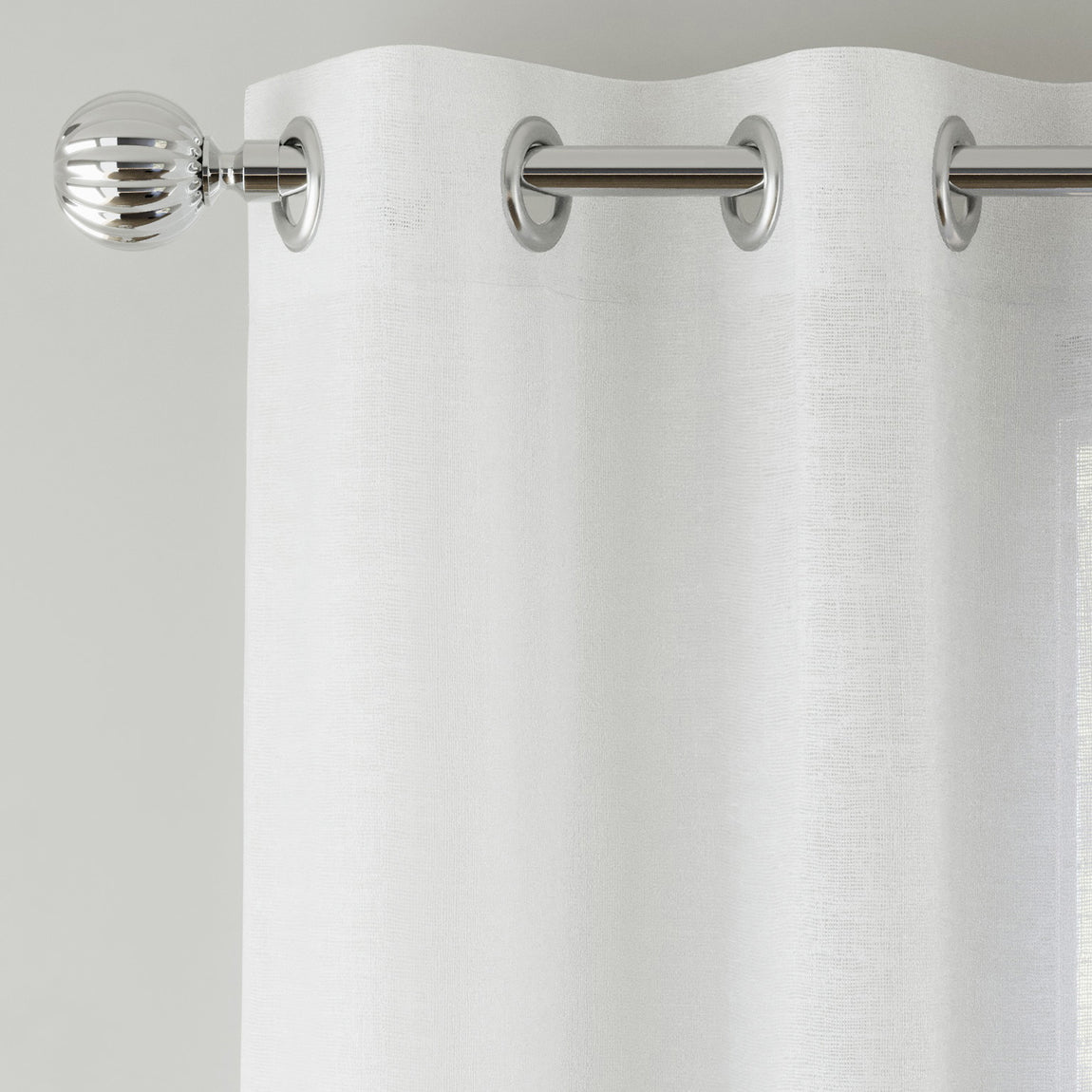 Crete Ready Made Single Voile Curtain White