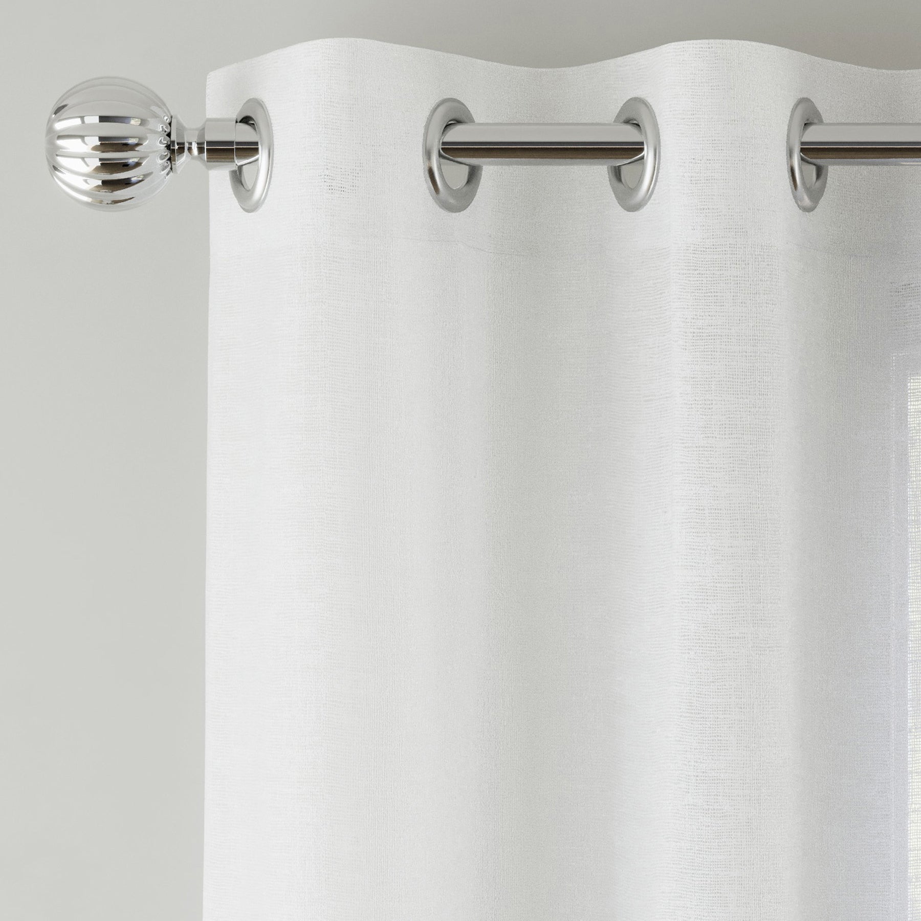 Crete Ready Made Single Voile Curtain White