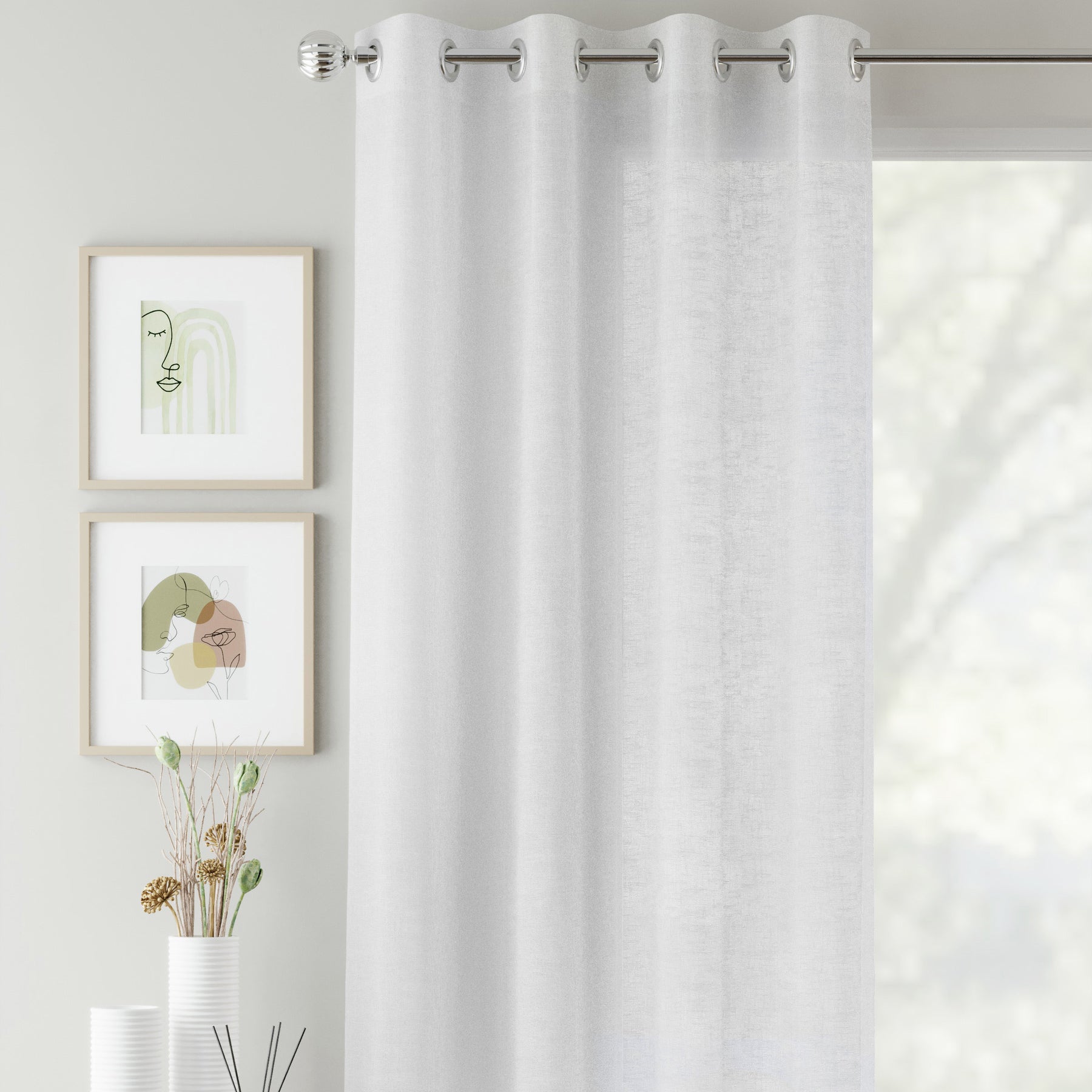 Crete Ready Made Single Voile Curtain White