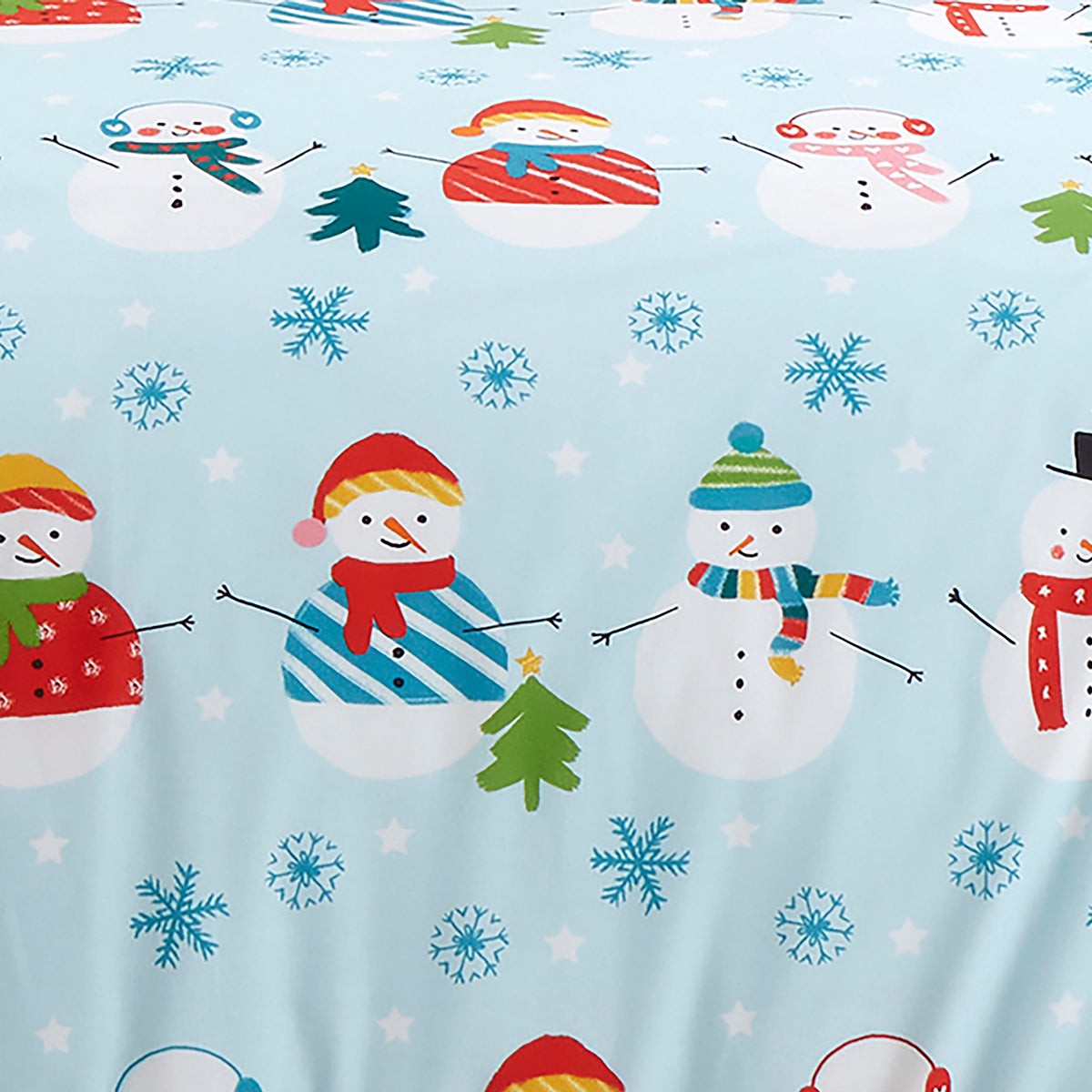 Fusion Christmas Snowman Reversible Duvet Cover Bedding Set Duck Egg