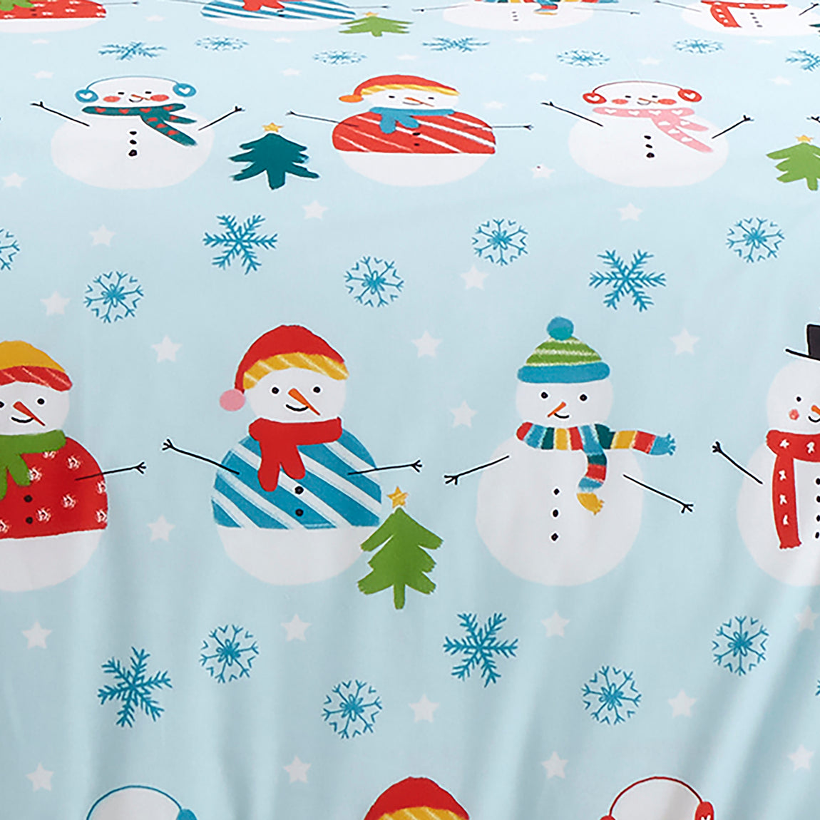 Fusion Christmas Snowman Reversible Duvet Cover Bedding Set Duck Egg