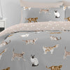 Fusion Cats Easy Care Duvet Cover Bedding Set Grey