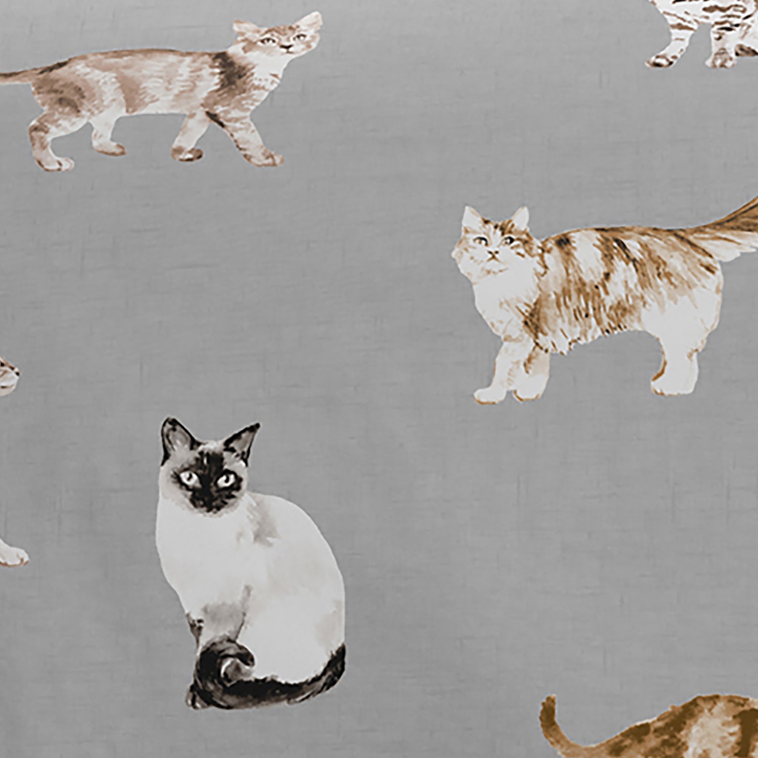 Fusion Cats Easy Care Duvet Cover Bedding Set Grey