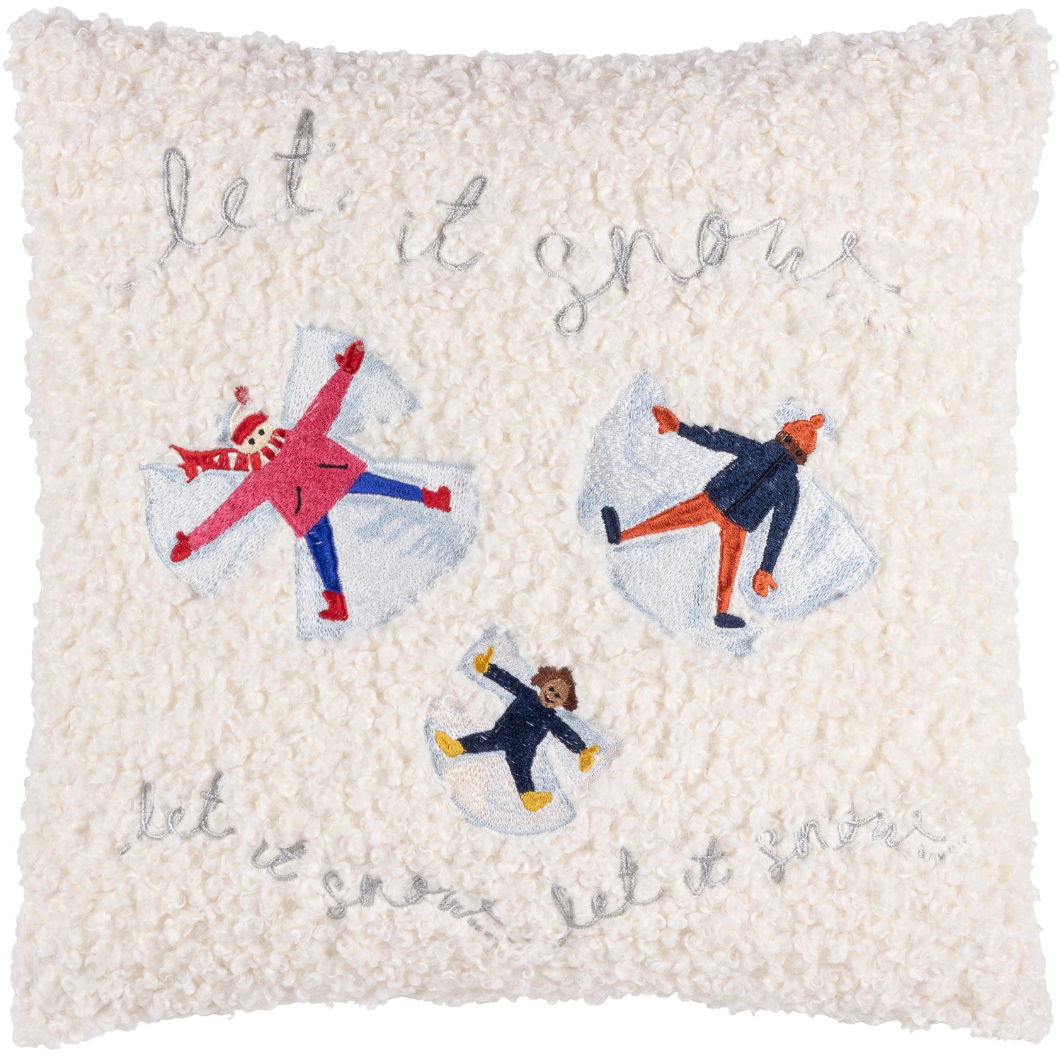 Furn Christmas Together Angels Boucle Filled Cushion 43cm x 43cm Snow