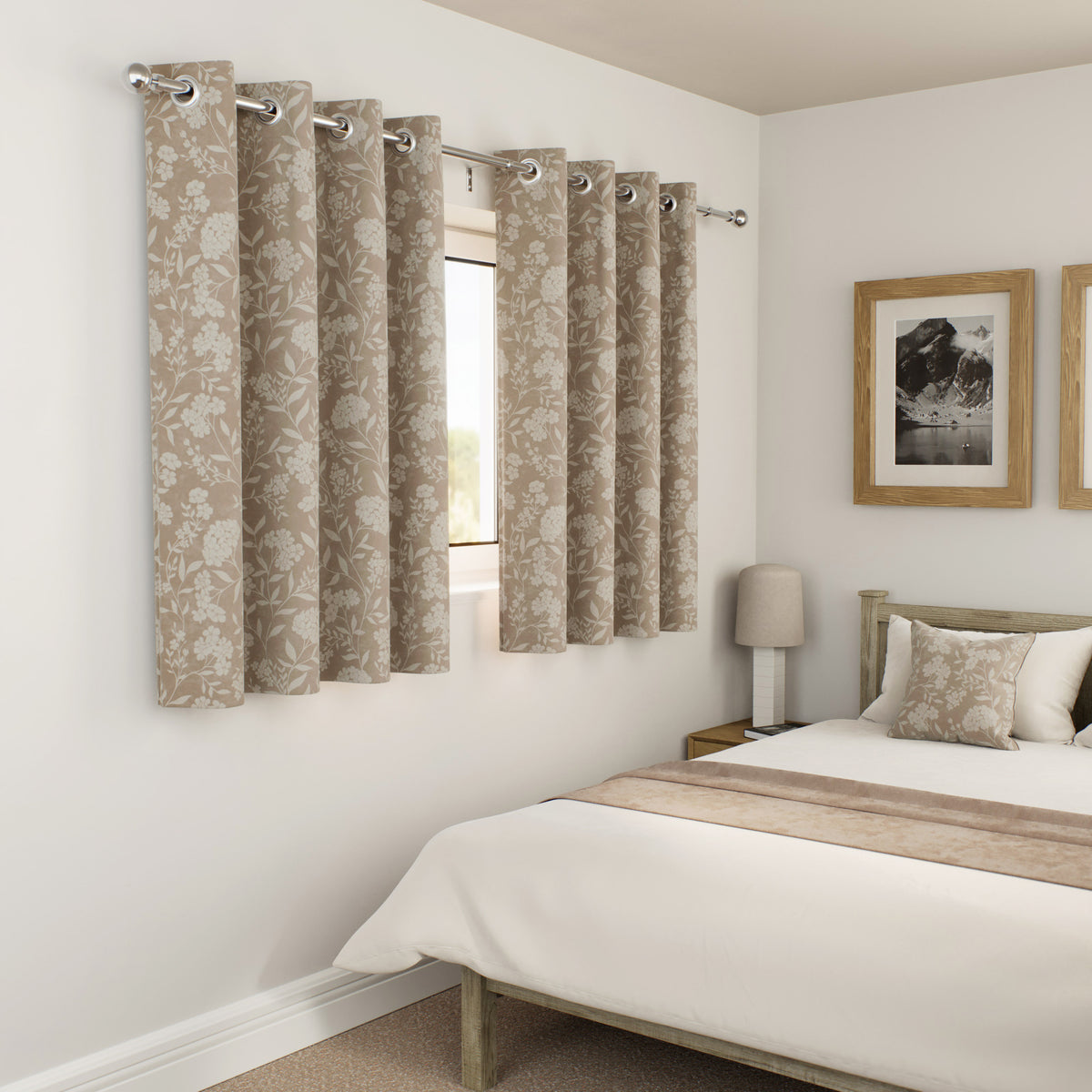 Cuba Thermal Ready Made Eyelet Blackout Curtains Sand