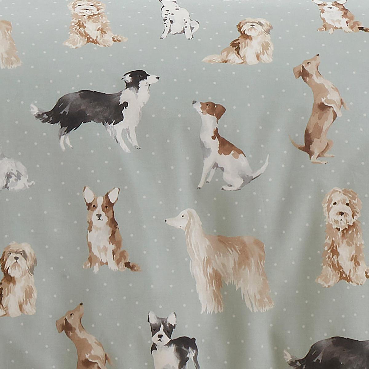 Fusion Cute Dogs Easy Care Duvet Cover Bedding Set Duck Egg