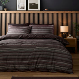 Appletree Chevron Stripe Cotton Duvet Cover Bedding Set Chocolate