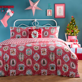 Fusion Christmas Vintage Frames Duvet Cover Bedding Set Red