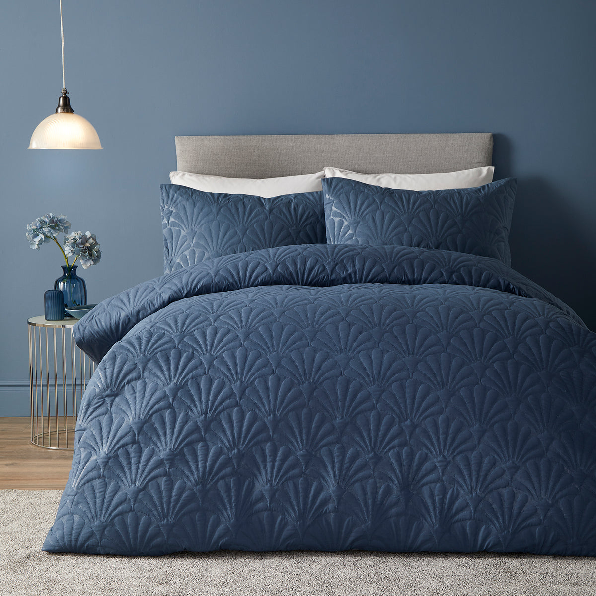 Serene Cavali Super Soft Duvet Cover Bedding Set Dark Blue or Denim Blue