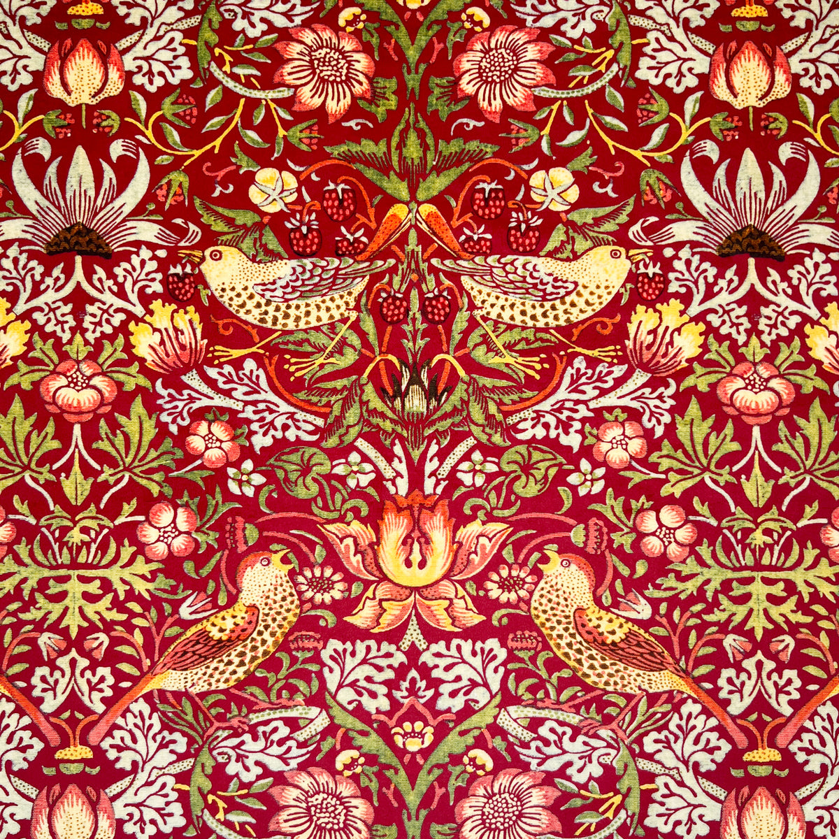 William Morris Strawberry Thief Velvet Fabric Wine