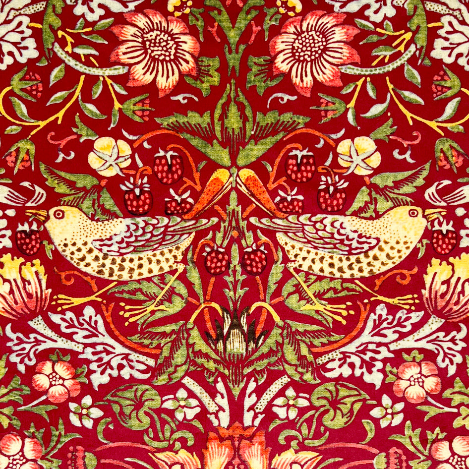William Morris Strawberry Thief Velvet Fabric Wine