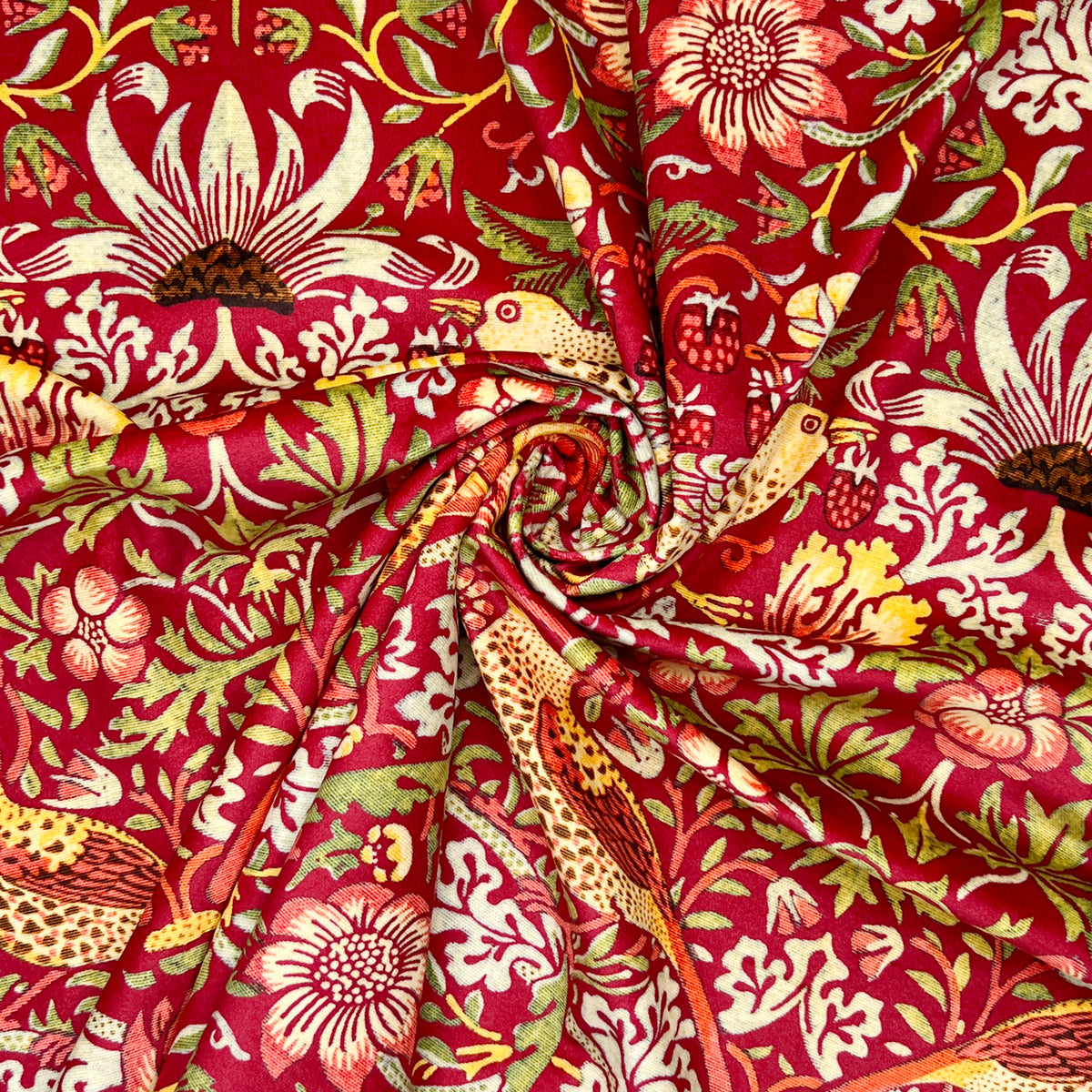 William Morris Strawberry Thief Velvet Fabric Wine