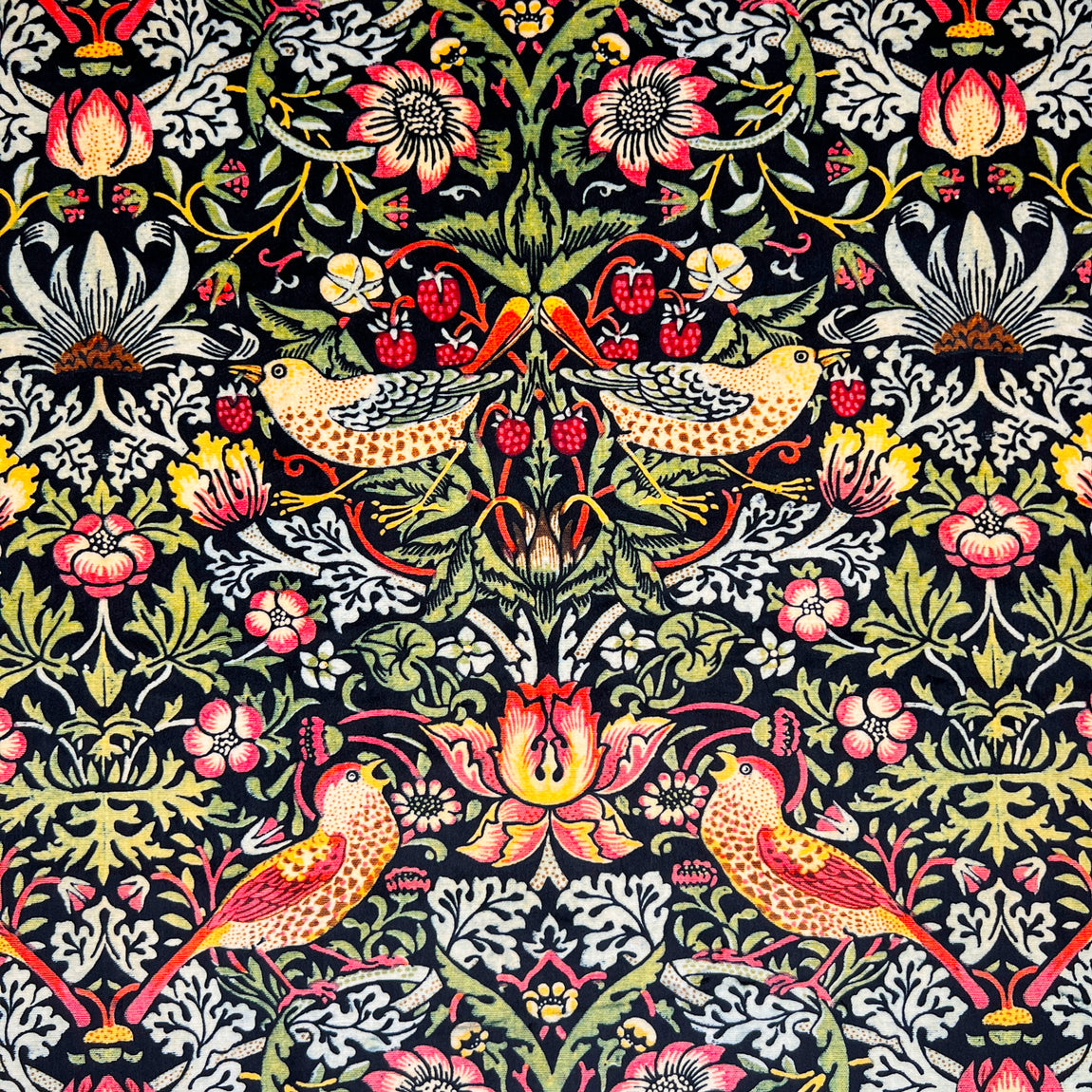 William Morris Strawberry Thief Velvet Fabric Ebony