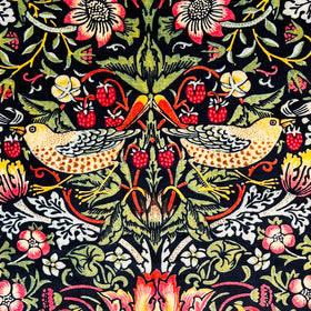 William Morris Strawberry Thief Velvet Fabric Ebony