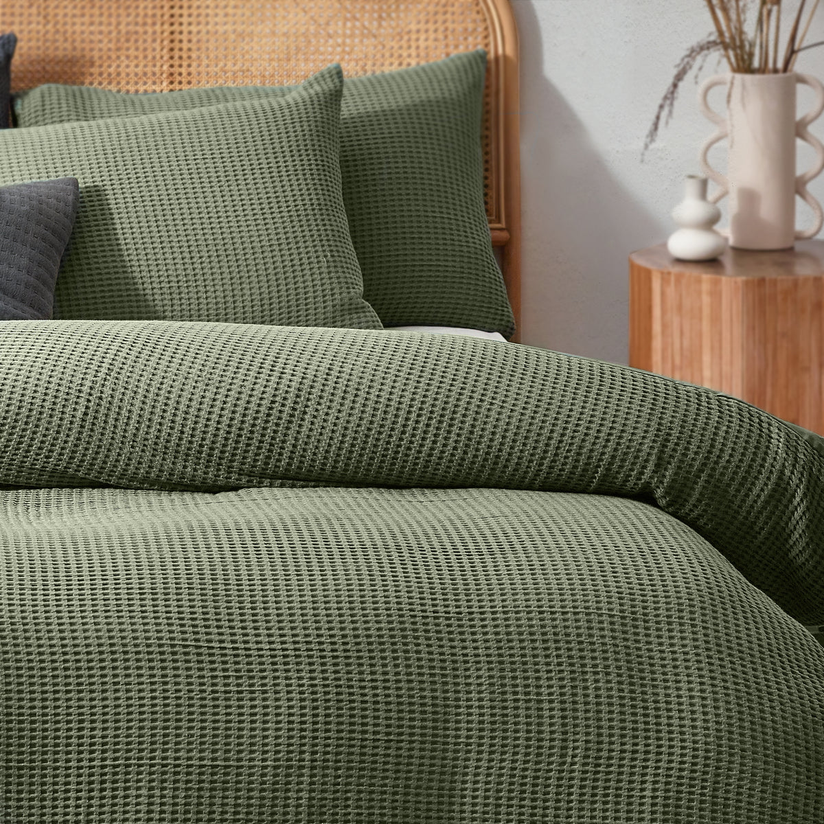 Chunky Waffle Cotton Bedding Set Eucalpytus