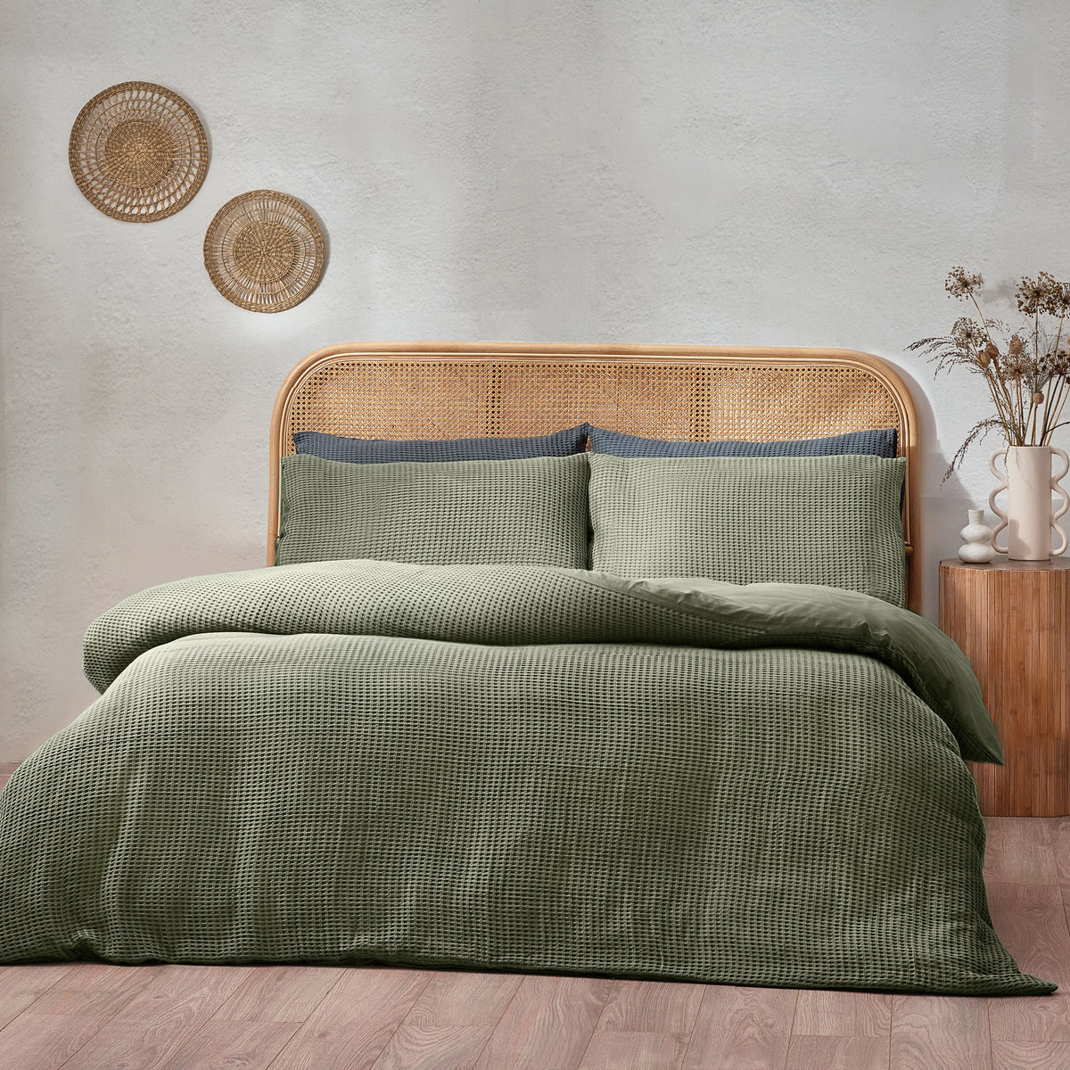 Chunky Waffle Cotton Bedding Set Eucalpytus