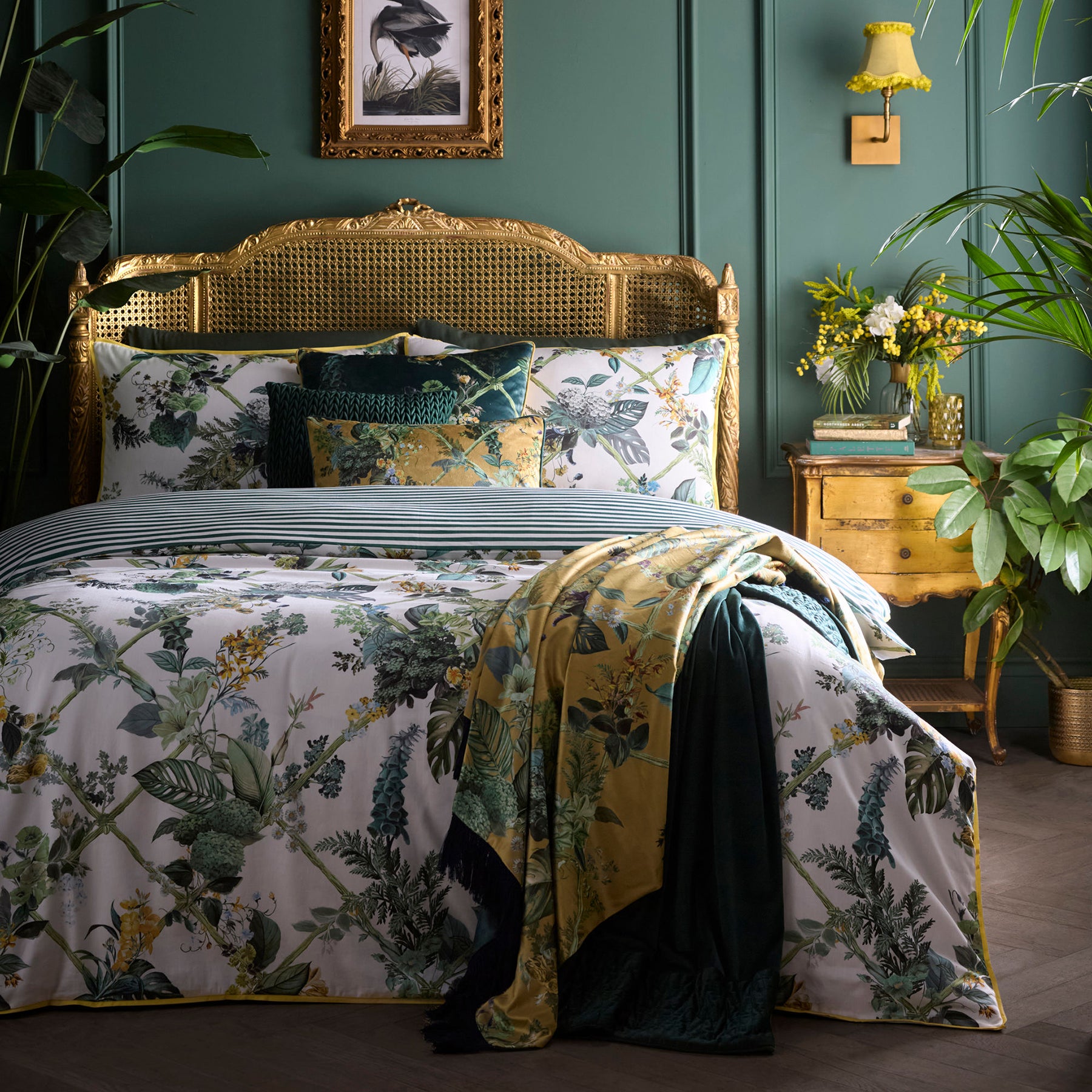 Laurence Llewelyn-Bowen Cotswold Fantasia Dawn Velvet 55cmx55cm Filled Cushion Green