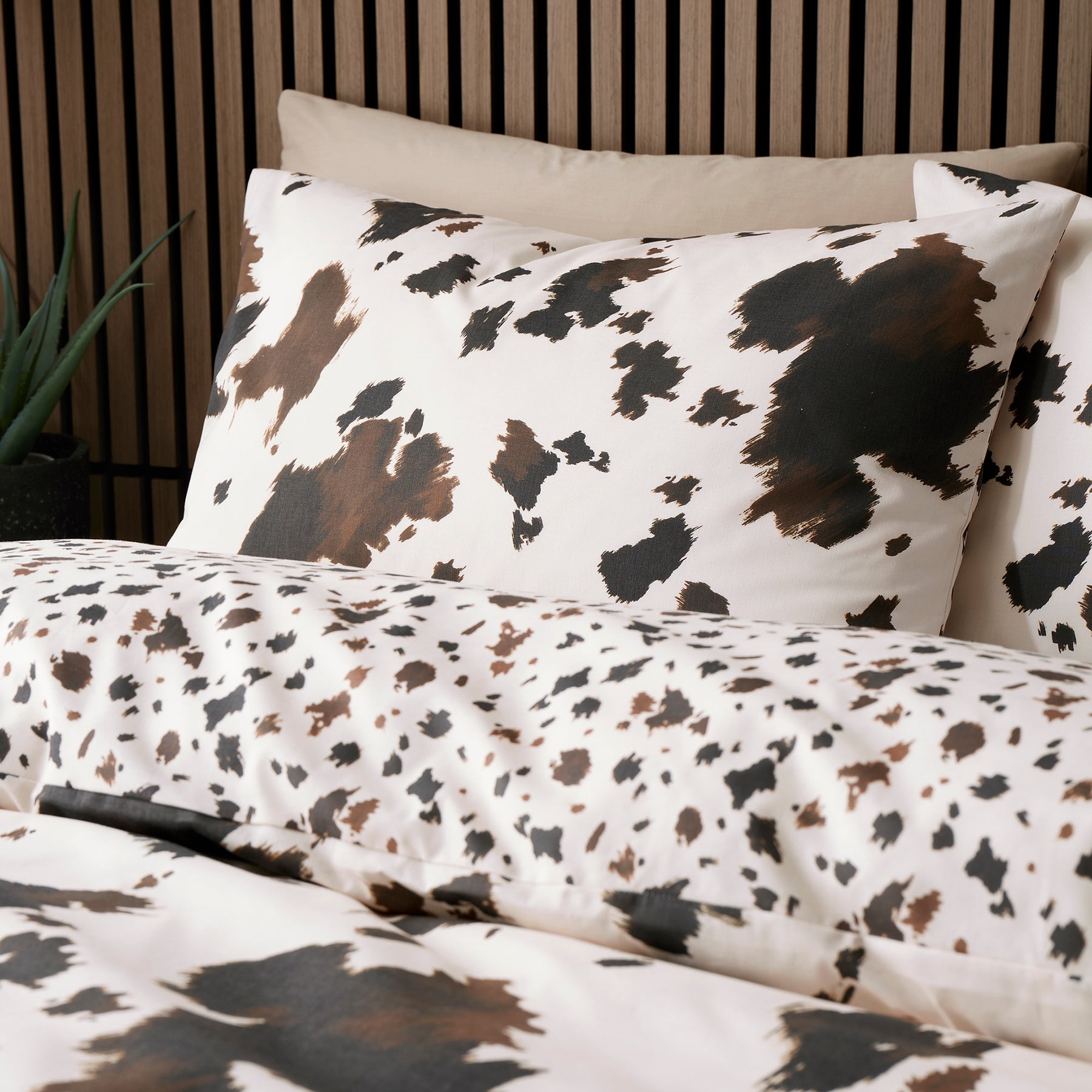 Fusion Cow Print Duvet Cover Bedding Set Natural
