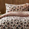 Fusion Cosy Leopard Flannel Fleece Duvet Cover Bedding Set Natural