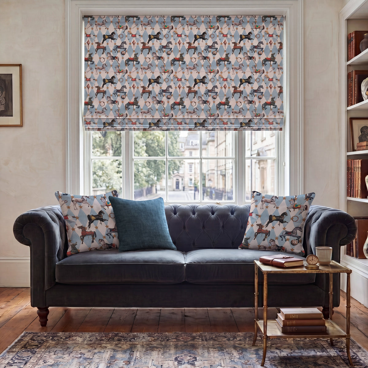 Carrie Neely Carousel Made To Measure Roman Blind Sky Blue