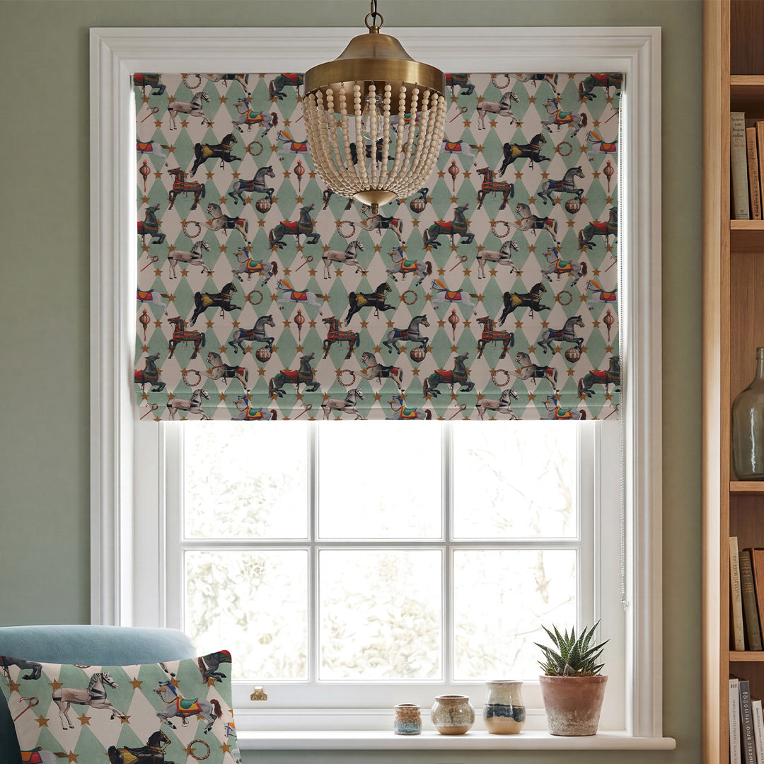 Carrie Neely Carousel Made To Measure Roman Blind Duck Egg