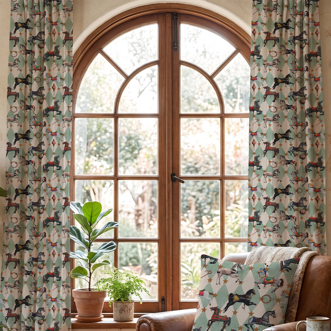Carrie Neely Carousel Made To Measure Curtains Duck Egg