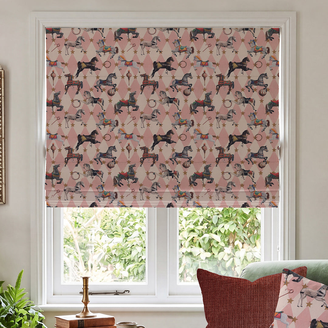Carrie Neely Carousel Made To Measure Roman Blind Blush Pink