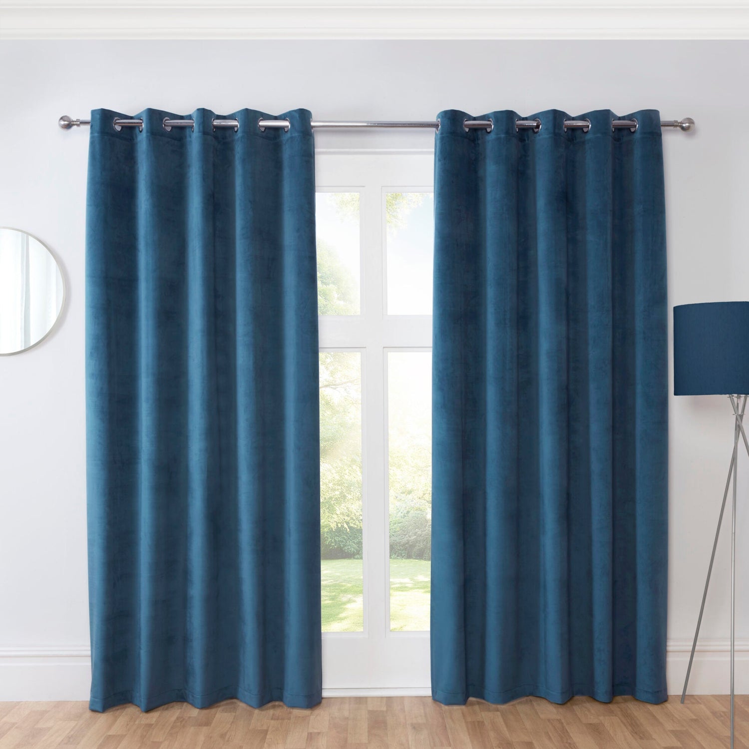 Casa Ready Made Eyelet Blackout Curtains Blue