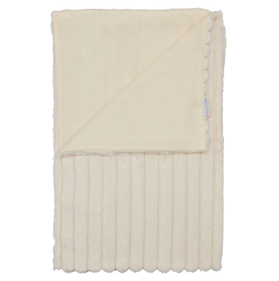 Catherine Lansfield Cosy Ribbed Faux Fur 130x170cm Throw Cream