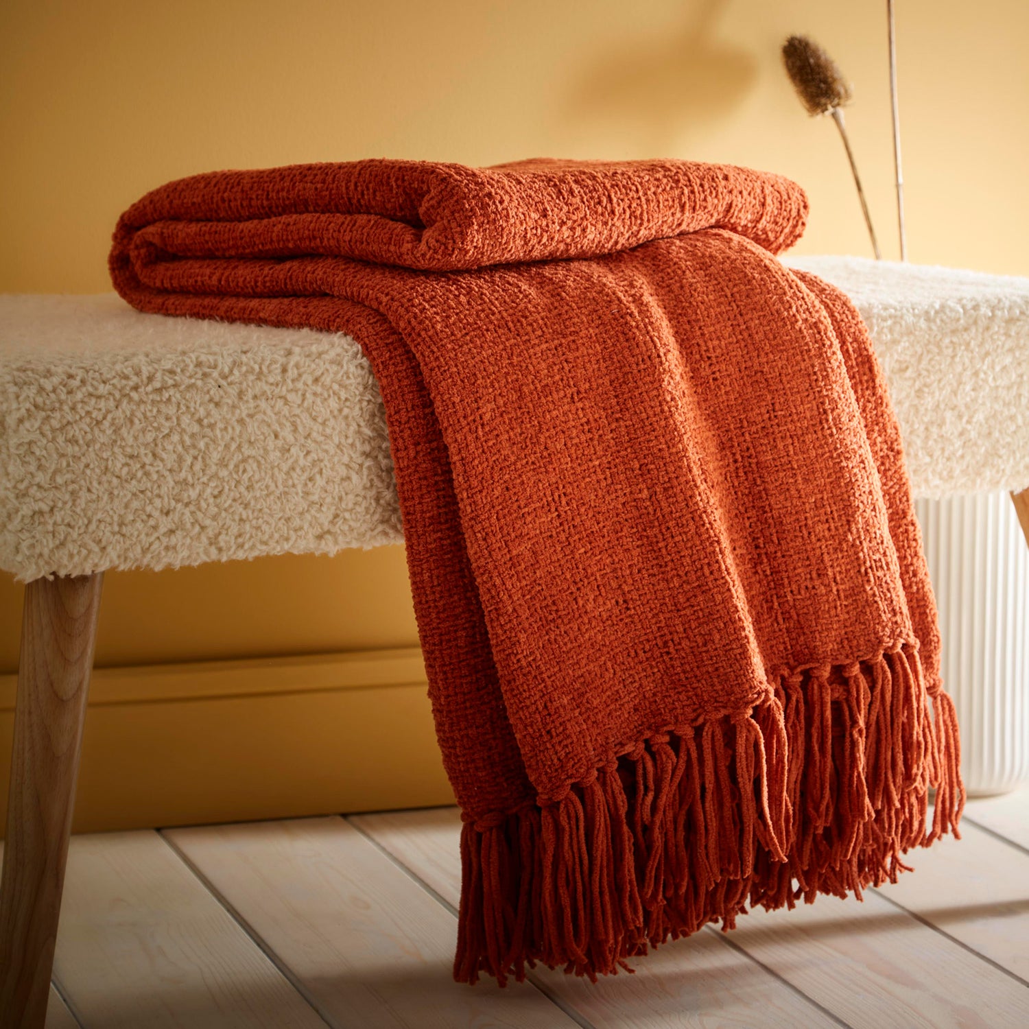 Appletree Chenille 130cm x 180cm Throw Terracotta
