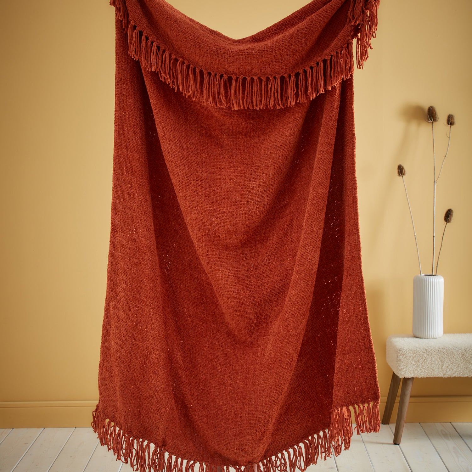 Appletree Chenille 130cm x 180cm Throw Terracotta