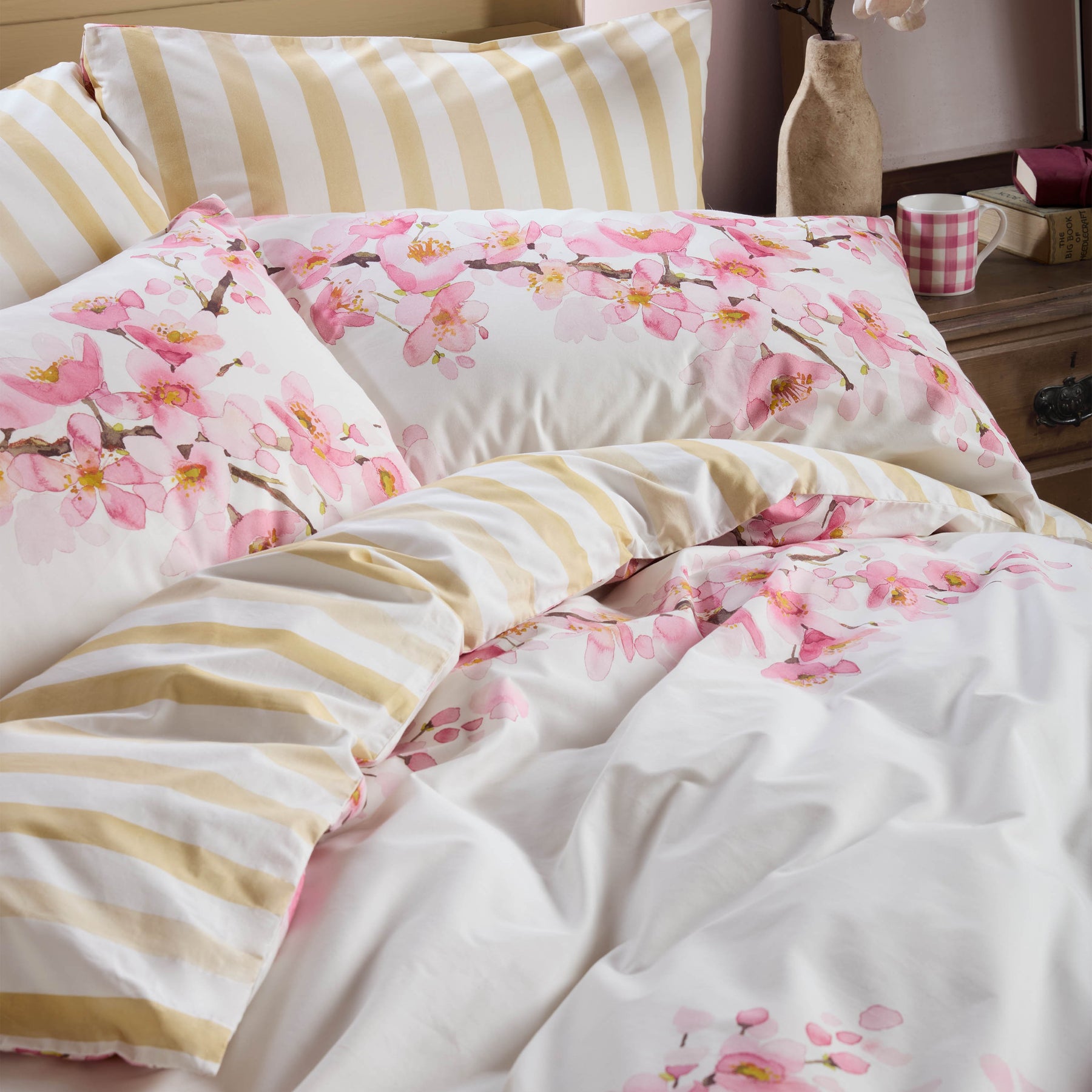 Bluebellgray Cherry Blossom Duvet Cover Bedding Set Pink