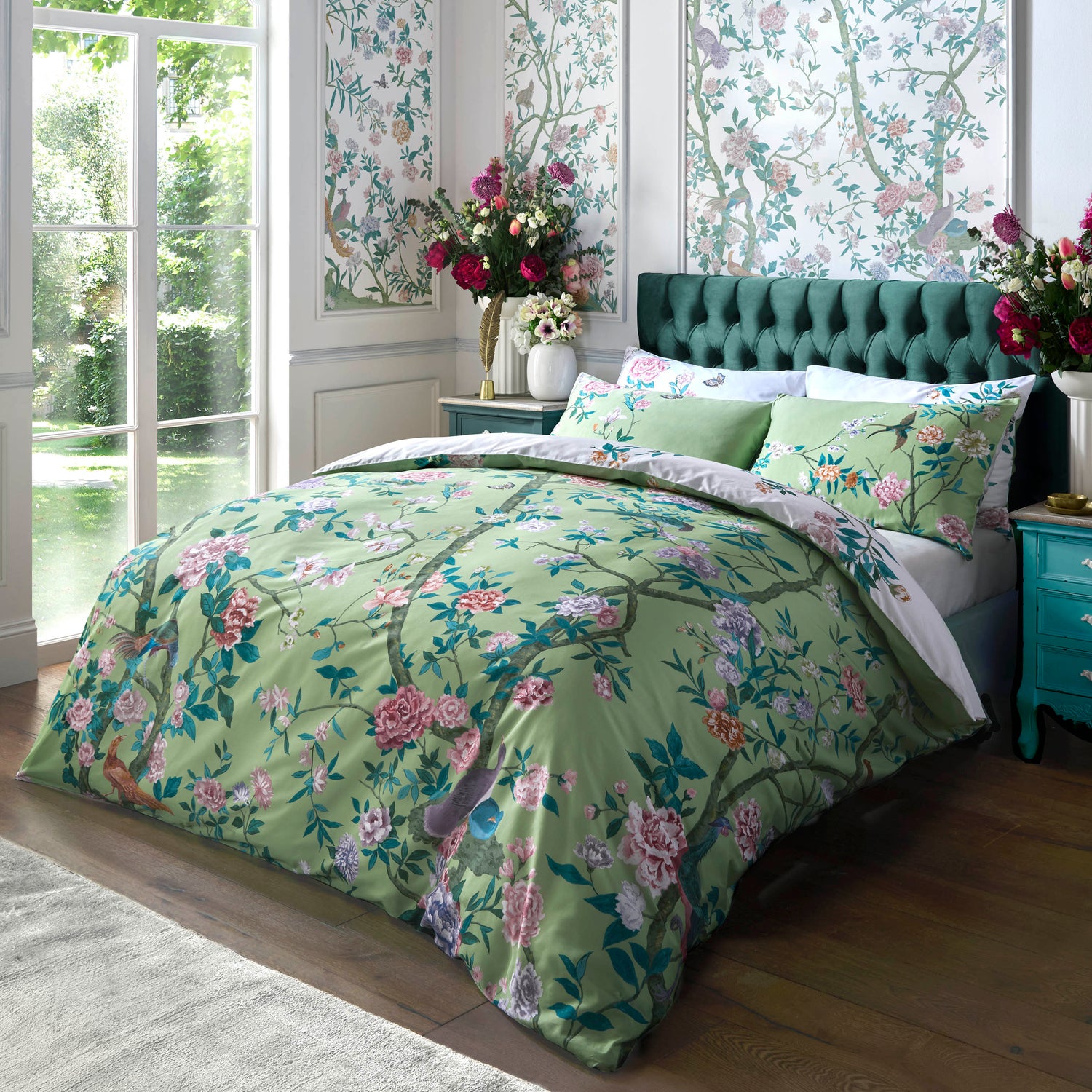 Graham And Brown Chinoiserie Garden Duvet Cover Bedding Set Green