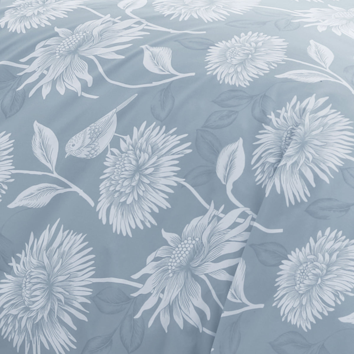 Dreams & Drapes Chrysanthemum Duvet Cover Bedding Set Blue