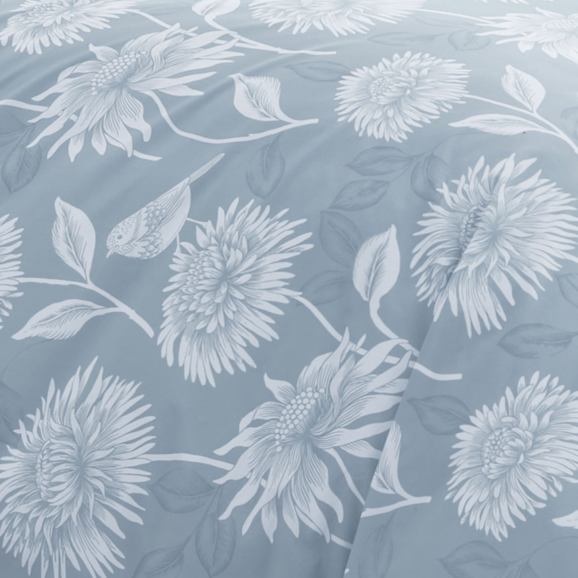 Dreams & Drapes Chrysanthemum Duvet Cover Bedding Set Blue