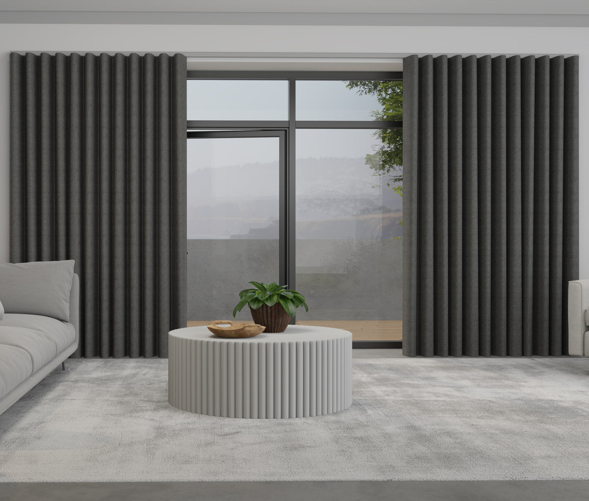 Lugano Made to Measure Wave Curtain + FREE Track Ash