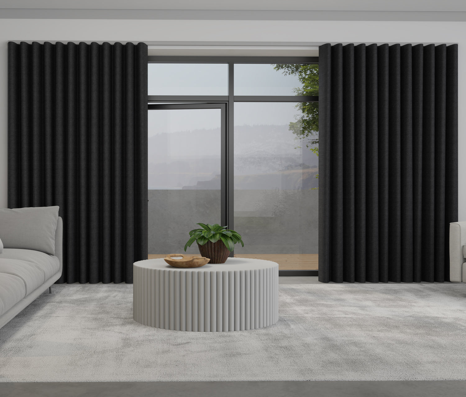 Lugano Made to Measure Wave Curtain + FREE Track Charcoal