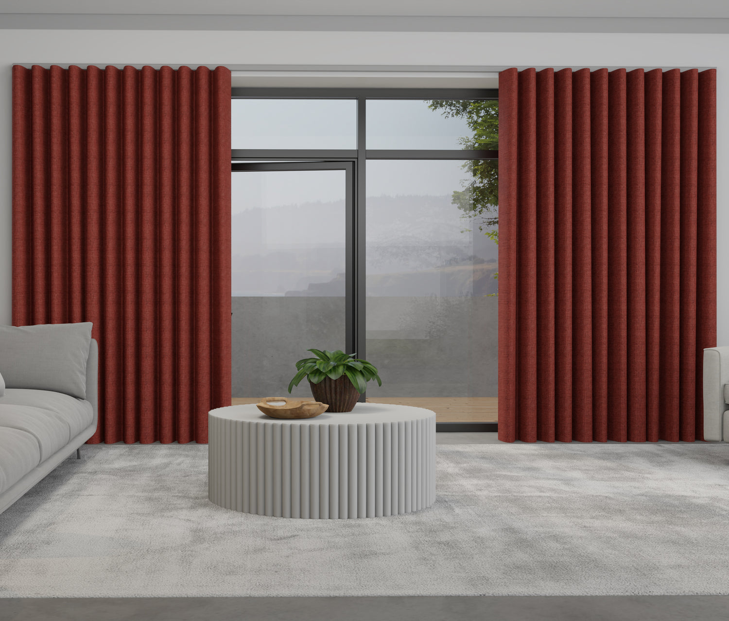 Lugano Made to Measure Wave Curtain + FREE Track Crimson